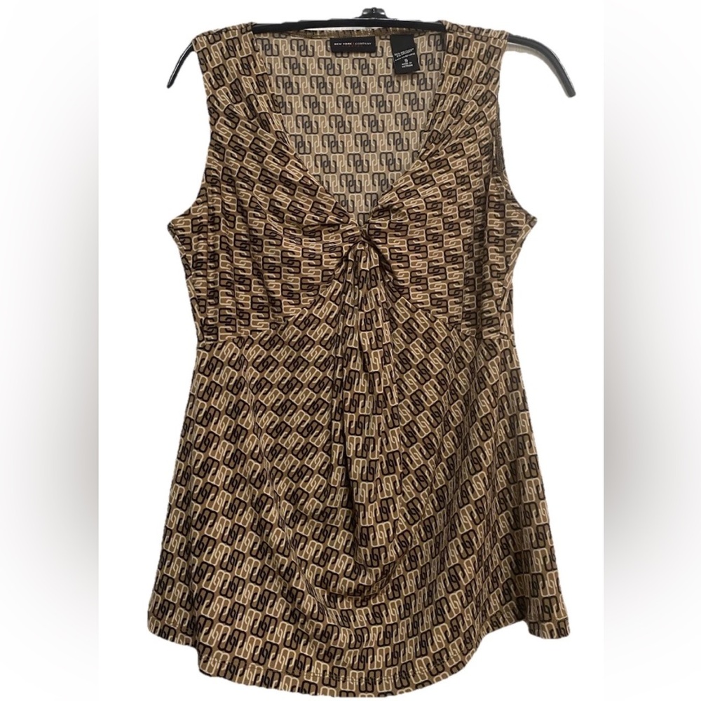 NY&C 2000s Elegant Brown Patterned Tank Top Babydoll Women’s Small